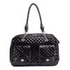 Quilted Patent Leather Dog Carrier BlackDoggyTopia